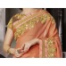 Splendid Orange Colored Golden Embroidered Chiffon Saree